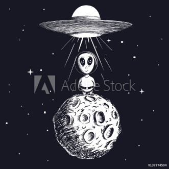 Picture of Alien landed to moon from ufo
